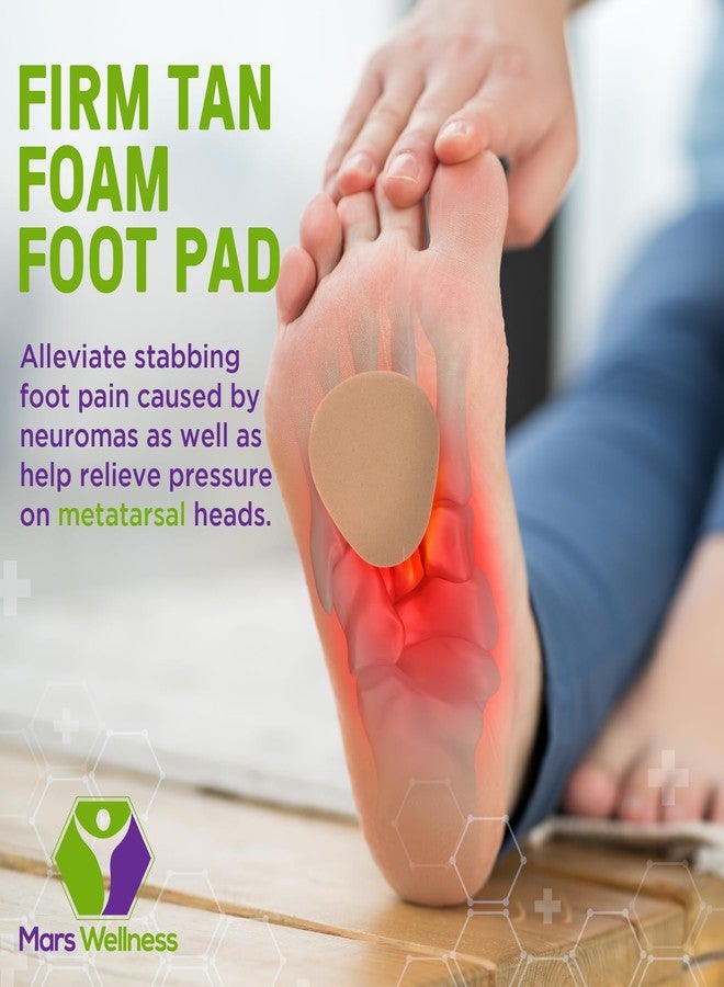 MARS WELLNESS Metatarsal Firm Tan Foam Foot Pad - 1/4" Thick Foam Pad Cushions - 6 Pairs (12 Pieces) - Image 2